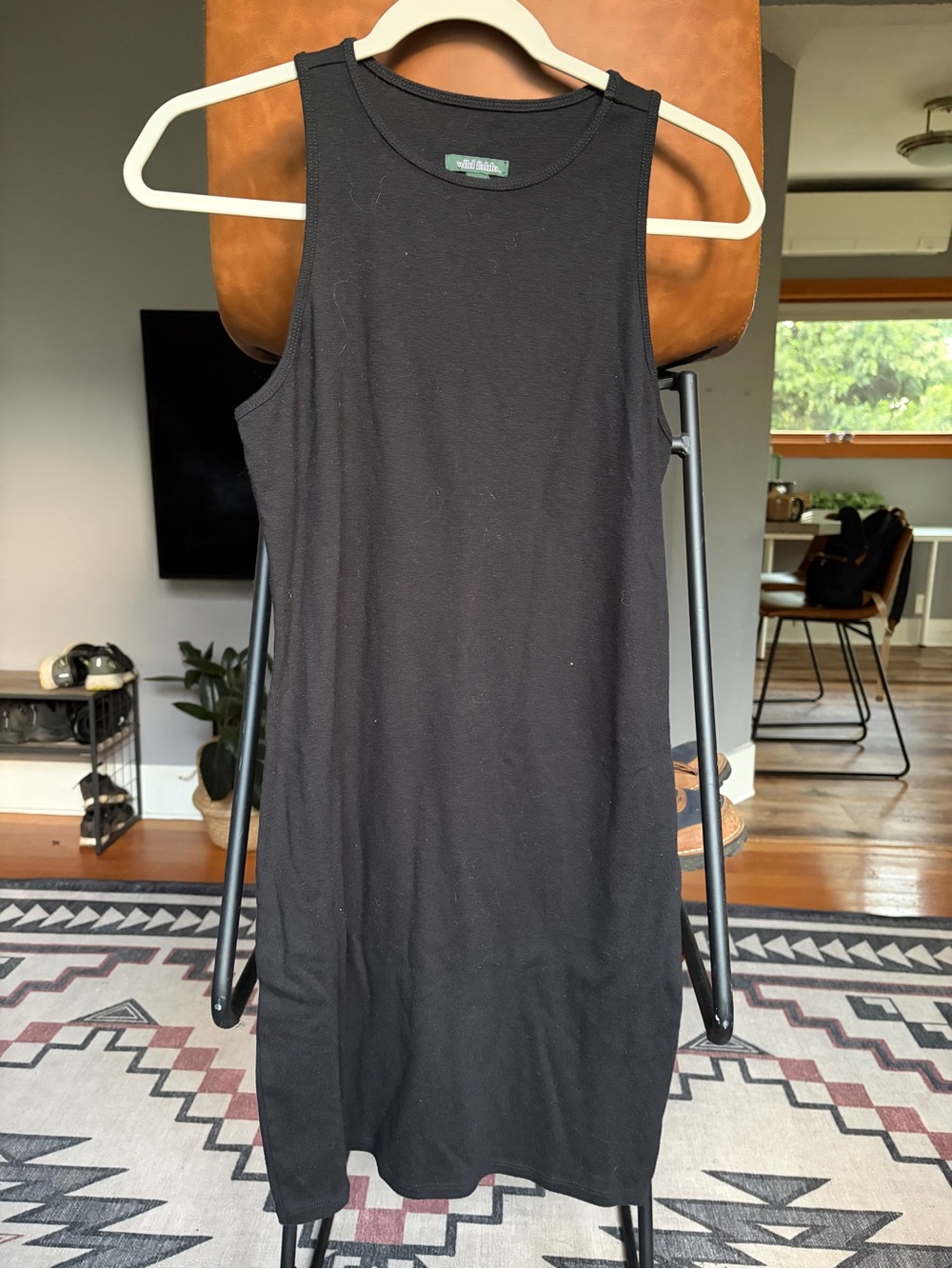 wild fable Black Ribbed Sleeveless Midi Dress